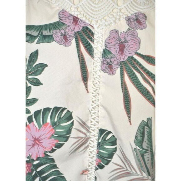 Shein Women's White Hawaiian Beach Blouse Top Plus Size 2X Sleeveless Lace Upper - Picture 5 of 12